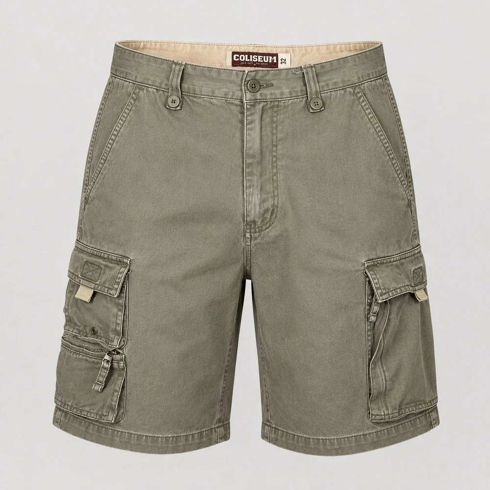 Coliseum Cargo Shorts Mens‎ 32x8 Green Cotton Utility Zip Pocket Outdoor Casual